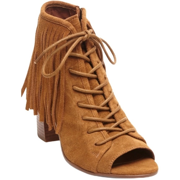 Steve Madden Newporte Fringe Western‎ Ankle Bootie Chestnut Suede Size 6 Boho - Picture 2 of 10